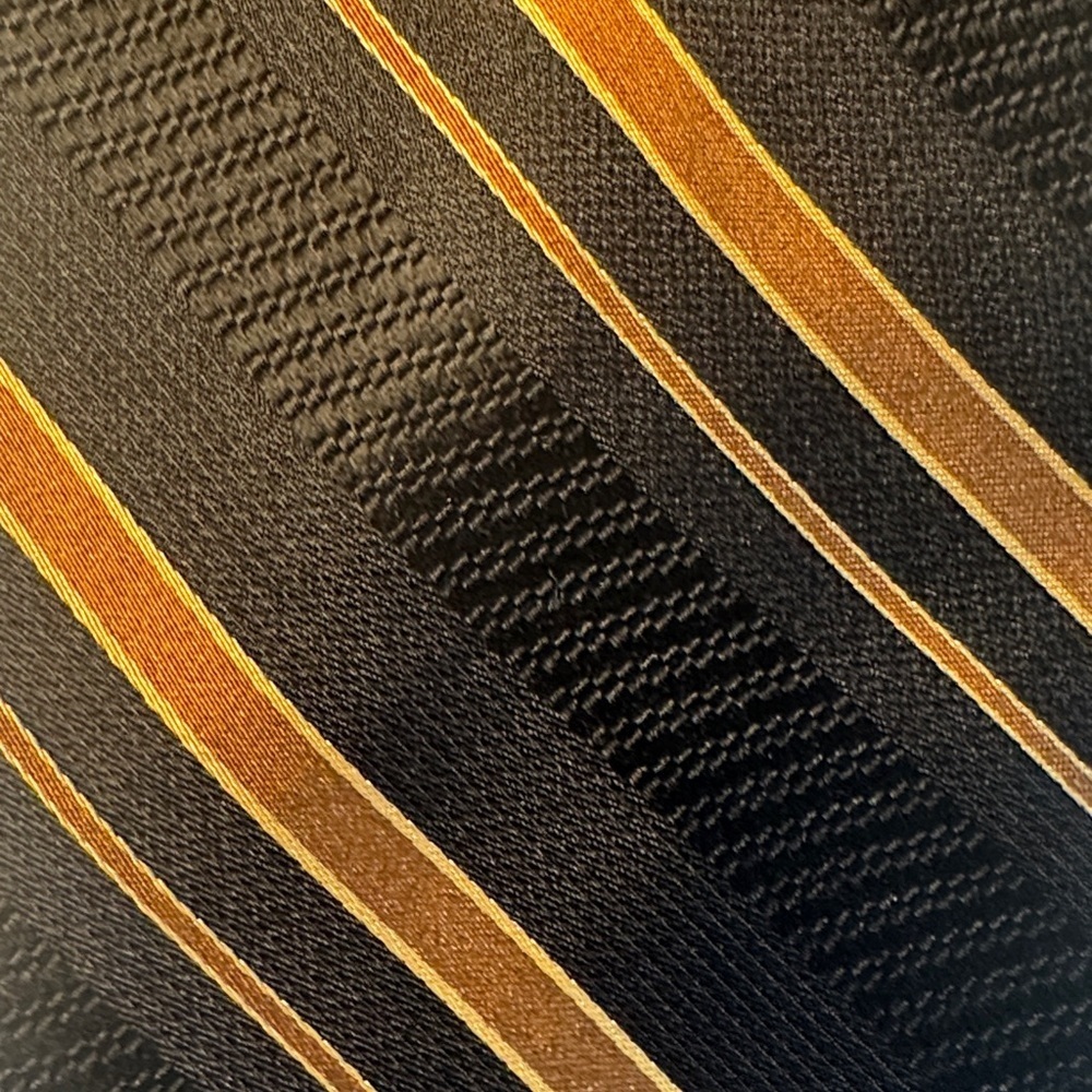 Robert Talbott Black and Gold Striped Silk Tie - Picture 7 of 7
